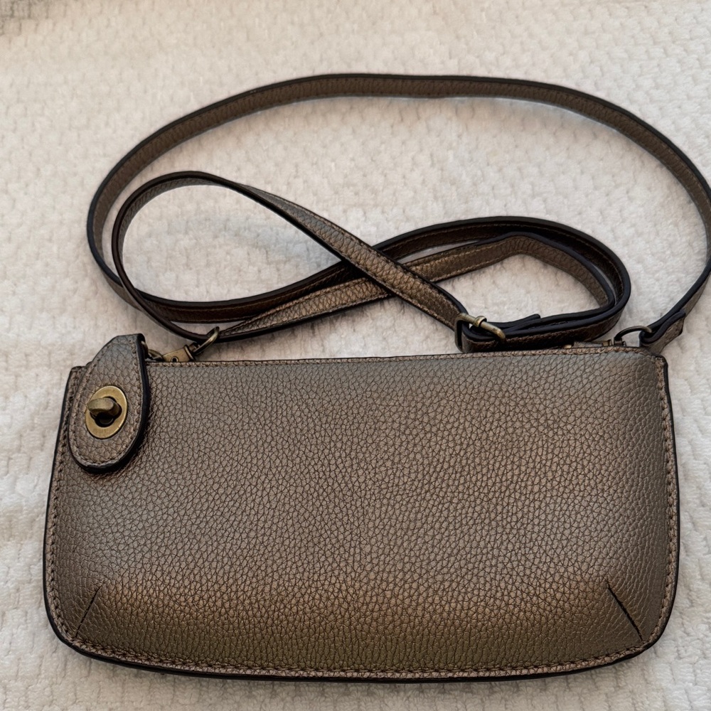 Joy Susan Metallic Wristlet Clutch